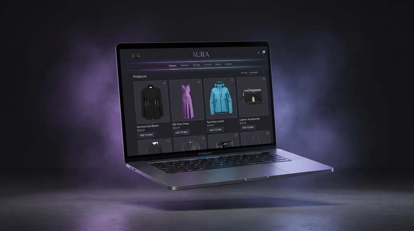 Fashion e-commerce store on a MacBook