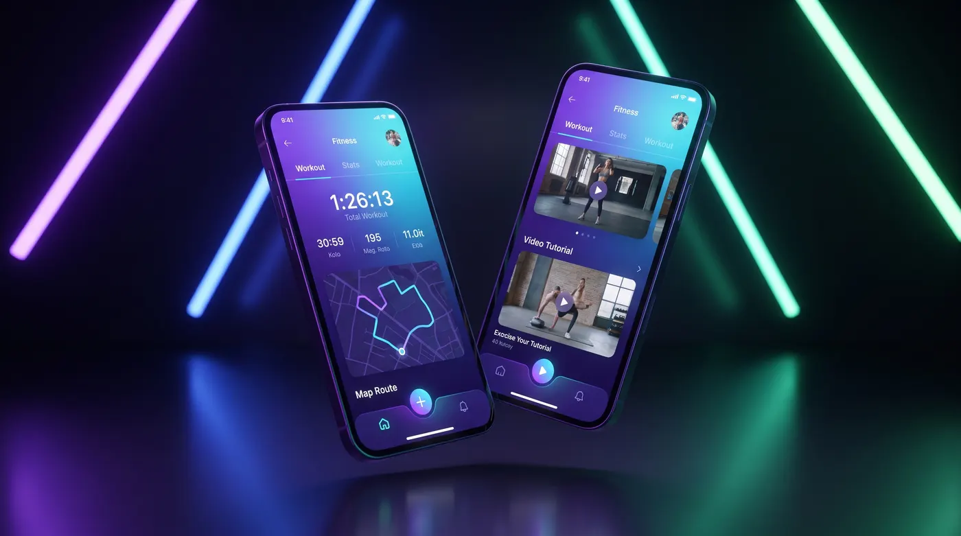 Mobile fitness app on iPhone